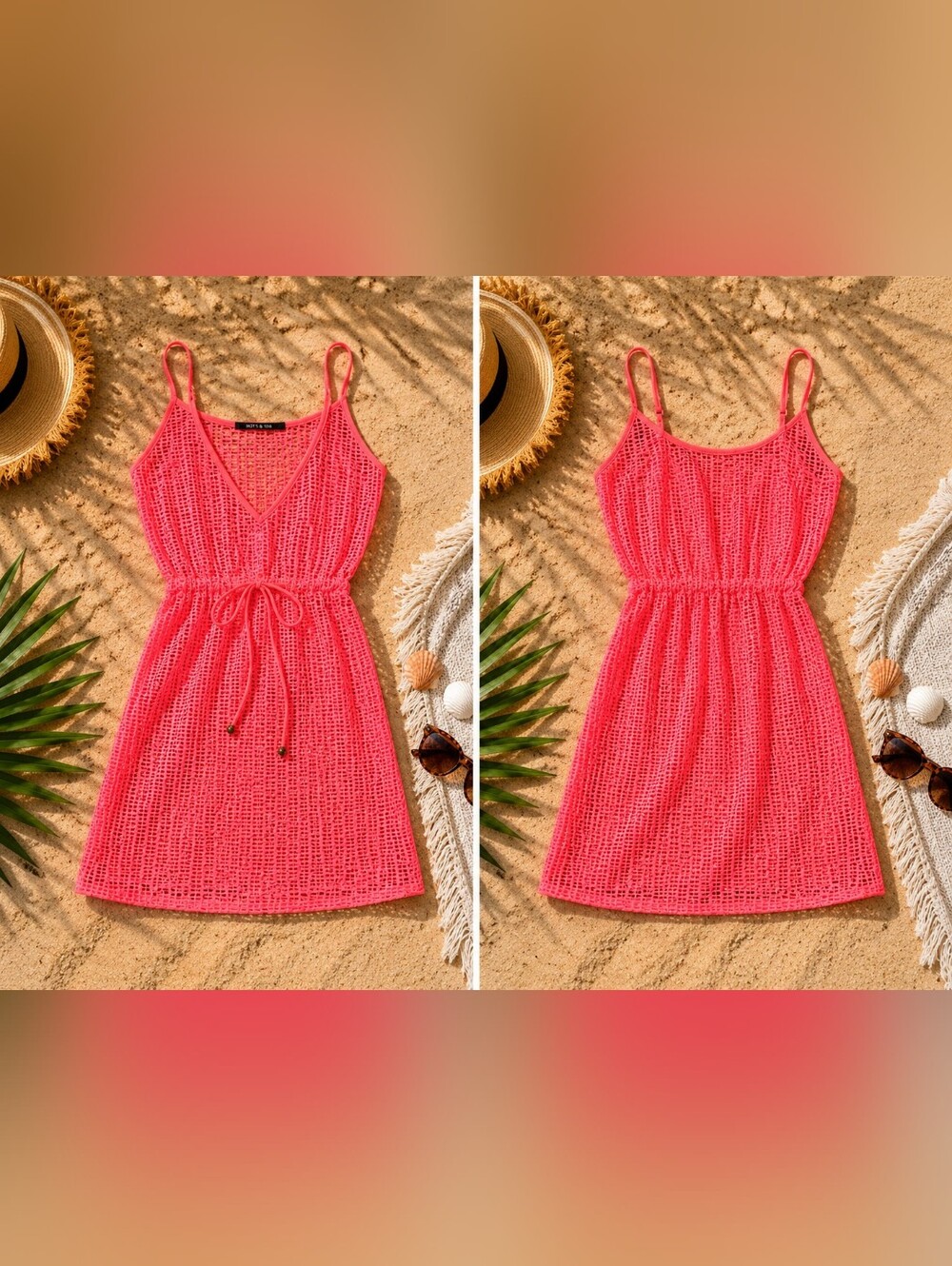 HOTS WING Mesh Beach Cover up,  Medium, Pink